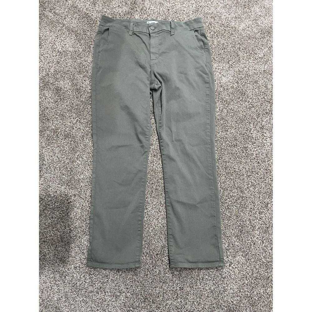 Paige Rianne Olive Green Straight Leg Pants Womens 31 Cotton Blend Stretch